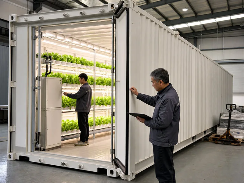 Final inspection during Aurlgrow container farm production
