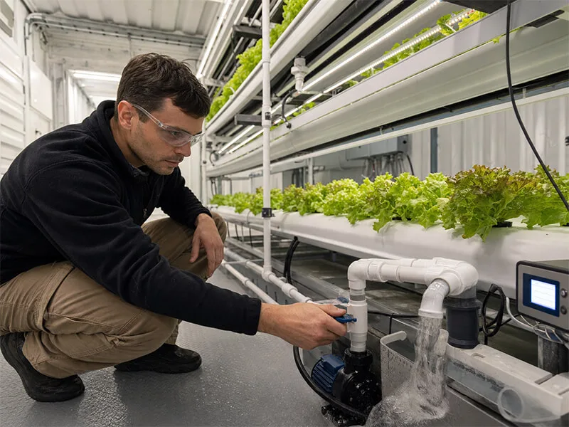 Flow testing during Aurlgrow container farm production